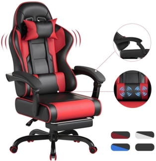 HOMALL Gaming-Stuhl Massage-Spielstuhl, Bürostuhl mit Fußstütze, ergonomisch gestaltet (90-135° verstellbare Rückenlehne, Belastbarkeit 150 kg, verstellbares Lendenkissen, Kopfstütze)