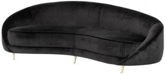 Casa Padrino Luxus Sofa Schwarz gebogen mit edlen Messing Füssen 239 cm