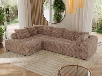 Ecksofa mit Schlaffunktion und Armlehnen, Komfortschaum, L-förmige Ecke - ORTA - links - Braun Cord