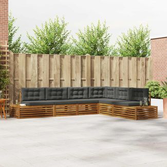 vidaXL Outdoor-Sofagarnitur mit Kissen 6 Stück Natur und Anthrazit 3374102