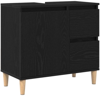 vidaXL Badezimmerschrank mit Tür Schwarz Eichen-Optik 65 x 33 x 60 cm 862811