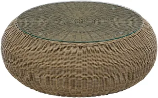 Vente-unique - WHITEHEAVEN Gartensitzgruppe HarzGlas Braun - B 92 cm x H 35 cm x L 92 cm