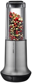 GEFU Salz-/Pfeffermühle X-Plosion, Gewürzmühle für Salzoder Pfeffer, Keramikmahlwerk, Glas, Schwarz/Silber, M