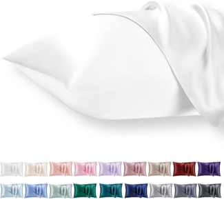 Satin Kissenbezug 40x60 2er Set Weiß Weich Seidenkissenbezug Curly Haar