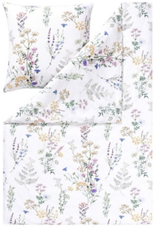Estella Bettwäsche Estella Seersucker Bettwäsche Deloris 3611-985 Wildblumen Grün 135x200, Seersucker, 2 teilig, Feinste Premium Seersucker Bettwäsche