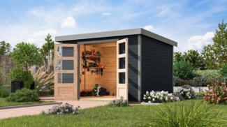 Hybrid-Gartenhaus Jupiter 5C - 298x242 cm, 19mm anthrazit/graualuminium