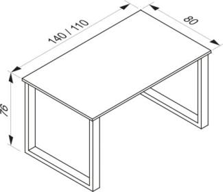 VCM Schreibtisch Lona 110x80 U-Fußgestell Weiß