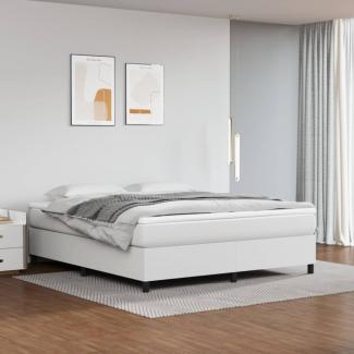 vidaXL Boxspringbett mit Matratze Weiß 160x200 cm Kunstleder 3144615