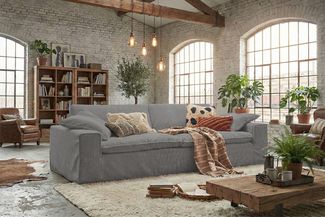 KAWOLA Sofa NETTA 3-Sitzer Bezug abziehbar Cord grau 90 x 116 x 226 cm