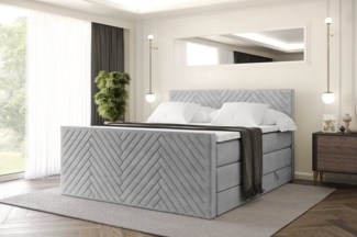 ALTDECOR Boxspringbett VEXA-Z KING (Multipocket-Matratze H4, H3 Matratze Bonellfederung, Topper, Kopfteil), Doppelbett mit Fußteil
