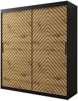 Kleiderschrank Sonter I 180 (Farbe: Schwarz / Artisan Eiche + Schwarz, Größe: 180 cm, mit Schubladen)