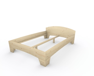 Holzbett (Fichte) "Rosi" 140 x 200 cm 38 cm mit Kopfteil Massivholzbett Bett