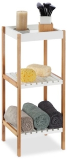 Relaxdays Badregal mit 3 Ablagen, Bambus / MDF, natur / weiß, 30 x 29 x 72 cm