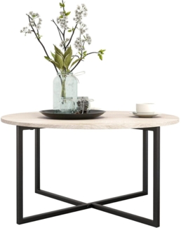 Runder Couchtisch Holz Metallgestell Industrie Skandinavisch Moderne Schwarz