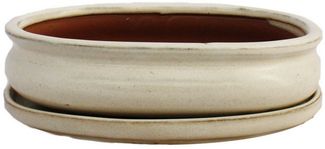 Exotenherz Pflanzschale Bonsai-Schale mit Unterteller Gr. 3 hellbeige oval Modell O47 L 19cm (1 St)