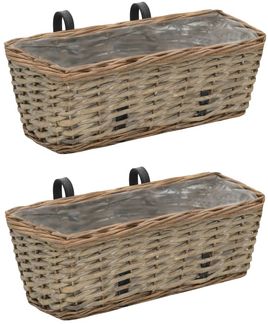 Balkon-Blumentöpfe | Blumenkasten 2 Stk. Weide mit PE-Auskleidung 40 cm