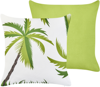 Gartenkissen 2er Set SEASIDE Pflanzenmuster 45 x 45 cm Grün