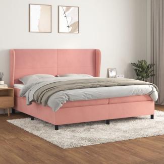 vidaXL Boxspringbett mit Matratze Rosa 200x200 cm Samt 3129116