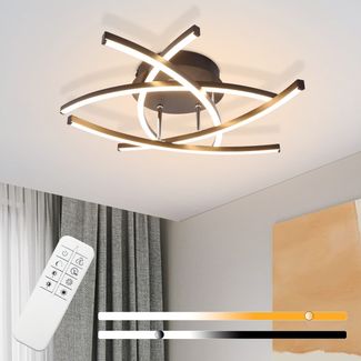 ZMH Deckenlampe LED Deckenleuchte Wohnzimmer - 32W Dimmbar Küchenlampe Schwarz mit Fernbedienung Modern Design Wohnzimmerlampe Metall Schlafzimmerlampe Flur Deckenleuchten für Kinderzimmer Büro