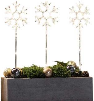 Home-trends24. de Gartenleuchte Leuchtstab Schneeflocke 81 LEDs Weihnachten Stecker Trafo Outdoor, LED fest integriert