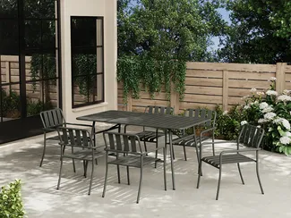 Vente-unique - BIRMOS Gartenessgruppe Metall Grau - B 65 cm80 cm x H 81,5 cm74,5 cm x L 56 cm160 cm