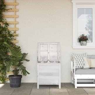 vidaXL Gartentruhe Weiß 50x49x56,5 cm Massivholz Tanne 364749