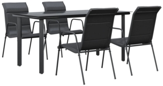vidaXL 5-tlg. Garten-Essgruppe Schwarz Stahl und Textilene 3200714