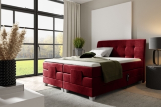 Boxspringbett Elektrisch Bett FRANCO 200x200cm in Stoff Fresh Rot