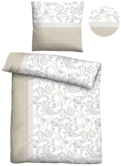 Traumhaft schlafen - Castell - Markenbettwäsche Feinbiber Bettwäsche 0351110 PAISLEY, grau, 1x 135x200 cm + 1x 80x80 cm