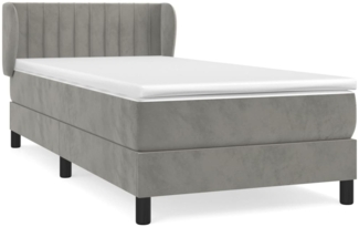 vidaXL Boxspringbett mit Matratze Hellgrau 80x200 cm Samt, Härtegrad: H2 [3127577]