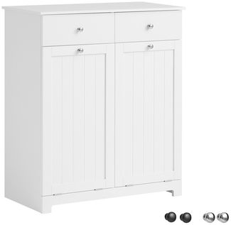 SoBuy BZR33-W Wäscheschrank, MDF, Lackiert, Weiß, 78 x 90 x 37 cm