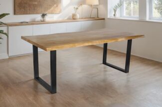 Esstisch Baumkante Akazie massiv eichenfarben 240 x 100 U-Gestell schwarz CALI 142460653