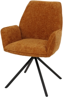 Mendler 'HWC-G67' Esszimmerstuhl mit Armlehne, drehbar mit Auto-Position, Senfgelb, Schwarz