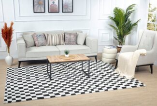 Livabliss Teppich INCHON, rechteckig, Höhe: 14 mm, Skandinavischer Teppich mit Karomuster, Kurzflor Wohnzimmerteppich
