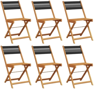vidaXL Gartenstühle 6 Stk. Klappbar Schwarz Massivholz Akazie 3214602