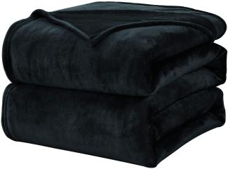 WAVVE Kuscheldecke Flauschig Decke Fleecedecke - Sofadecke Schwarz 220x240 cm Wohndecke Sommer Couchdecke Weich, XXL Groß Decke Sofa Leicht