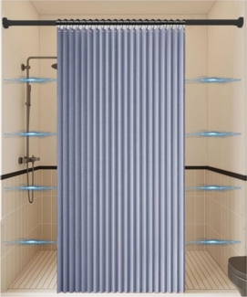 Coonoor Duschvorhang Wasserdichter Magnet-Falt-Duschvorhang, Anti-Schimmel Vorhang Breite 100 cm (1-tlg), Ideal für Badezimmer, Türrahmen, Schlafzimmer und als Raumteiler
