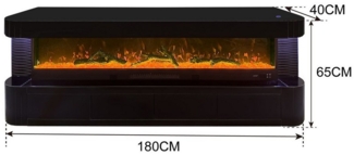 alesvelt TV-Schrank Luxus Sideboard FLAMORA Kamin Funktion LED 180cm (180X40X65H CM, 1-Schrank) LED-Kaminfunktion