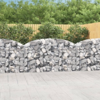 vidaXL Gabione mit Hochbogen 200x30x100/120 cm Verzinktes Eisen 153465