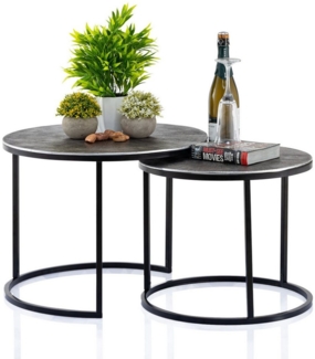 Amagohome Couchtisch Couchtisch Set 2-teilig ø 55 u. 45 cm Beistelltisch silber Metall Tisc