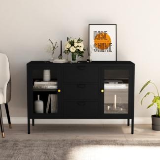 vidaXL Sideboard Schwarz 105x35x70 cm Stahl und Hartglas 336076