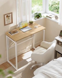 VASAGLE Schreibtisch Klapptisch, kleiner Schreibtisch klappbar, Computertisch, Tischplatte aus einem Stück, abgerundete Ecken, Tisch