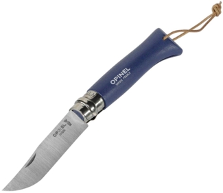 Opinel Taschenmesser No. 08 inkl. Kunstlederetui, blau