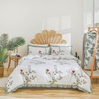 BYSURE Bettwäsche, Polyester, 2 teilig, Blumen-Bettbezug Set