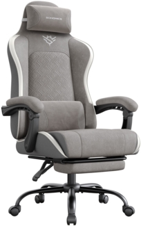 SONGMICS Gaming-Stuhl, Bürostuhl, Schreibtischstuhl, ergonomischer Gaming-Sessel, Sitzkissen mit Federn, Fußstütze, Armlehnen mit Synchronmechanik, taubengrau