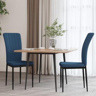 vidaXL Esszimmerstühle 2 Stk. Blau Samt 326092