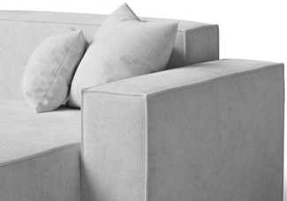 GrainGold Ecksofa L-Form ARIZONA - 265x180 cm, Hellgrau, Rechts, Wellenfedern, HR37-Schaum und T30-Schaum