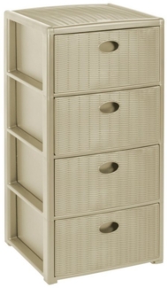 Kreher Rollcontainer mit 4 Schubladen im Rattan Design (Kaschmir Beige), (1 St)