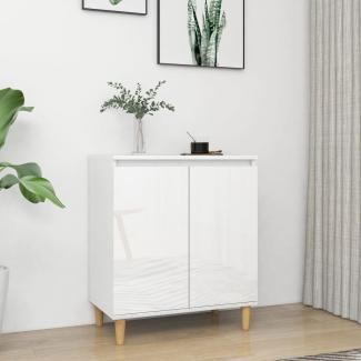 vidaXL Sideboard mit Massivholz-Beinen Hochglanz-Weiß 60x35x70 cm 806073