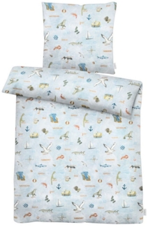 APELT Bettwäsche Kyst Gots, Satin (Bio-Baumwolle), nordisches Strandmotiv